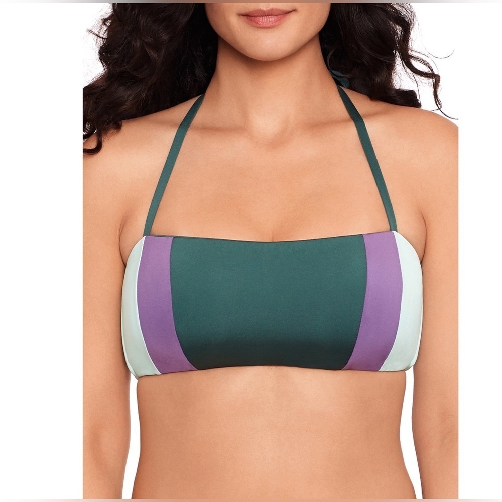 Time and tru swim top brass‎ cup top size M (8-10) green  purple one piece